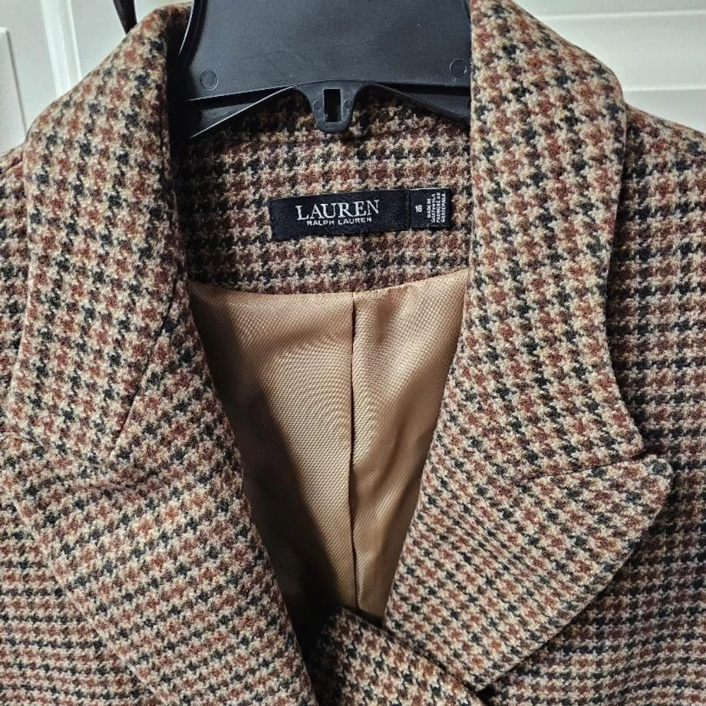 WOMENS RALPH LAUREN HOUNDSTOOTH LEGACY CHECK LONG COAT - Picture 3 of 4